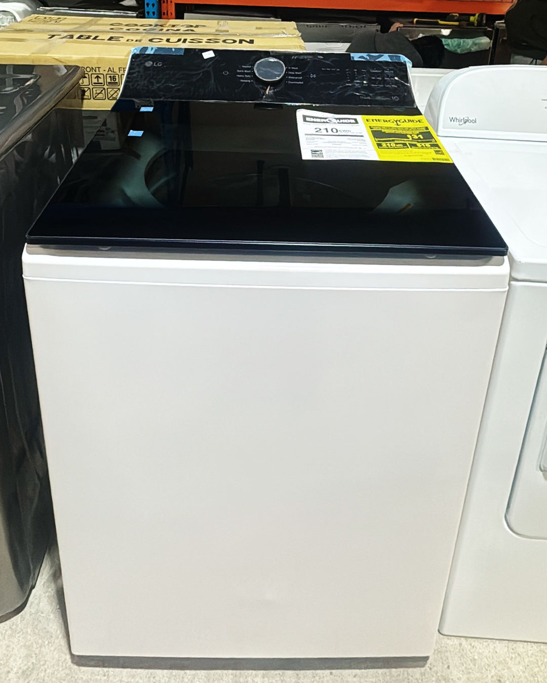 LG WT8405CW Top Load Washer, 27 inch Width, 6.1 cu. ft. Washer Capacity, 950 RPM Washer Spin Speed, 8 Wash Cycles, 5 Temperature Settings, ENERGY STAR Certified, Wifi Enabled, White colour