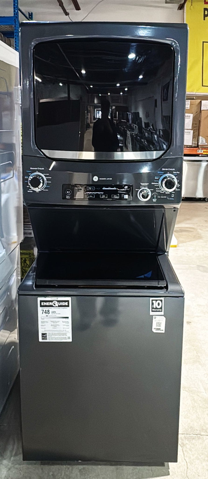 GE GUD57EEMTDG Laundry Center, 26 1/2" Width, 5.9 Cu. Ft. Capacity (Dryers), Electric, 27" Exterior Width, 4.5 cu. ft. Capacity, 11 Wash Cycles, 800 RPM Washer Spin Speed, 4.5 Washer Capacity, Diamond Grey colour