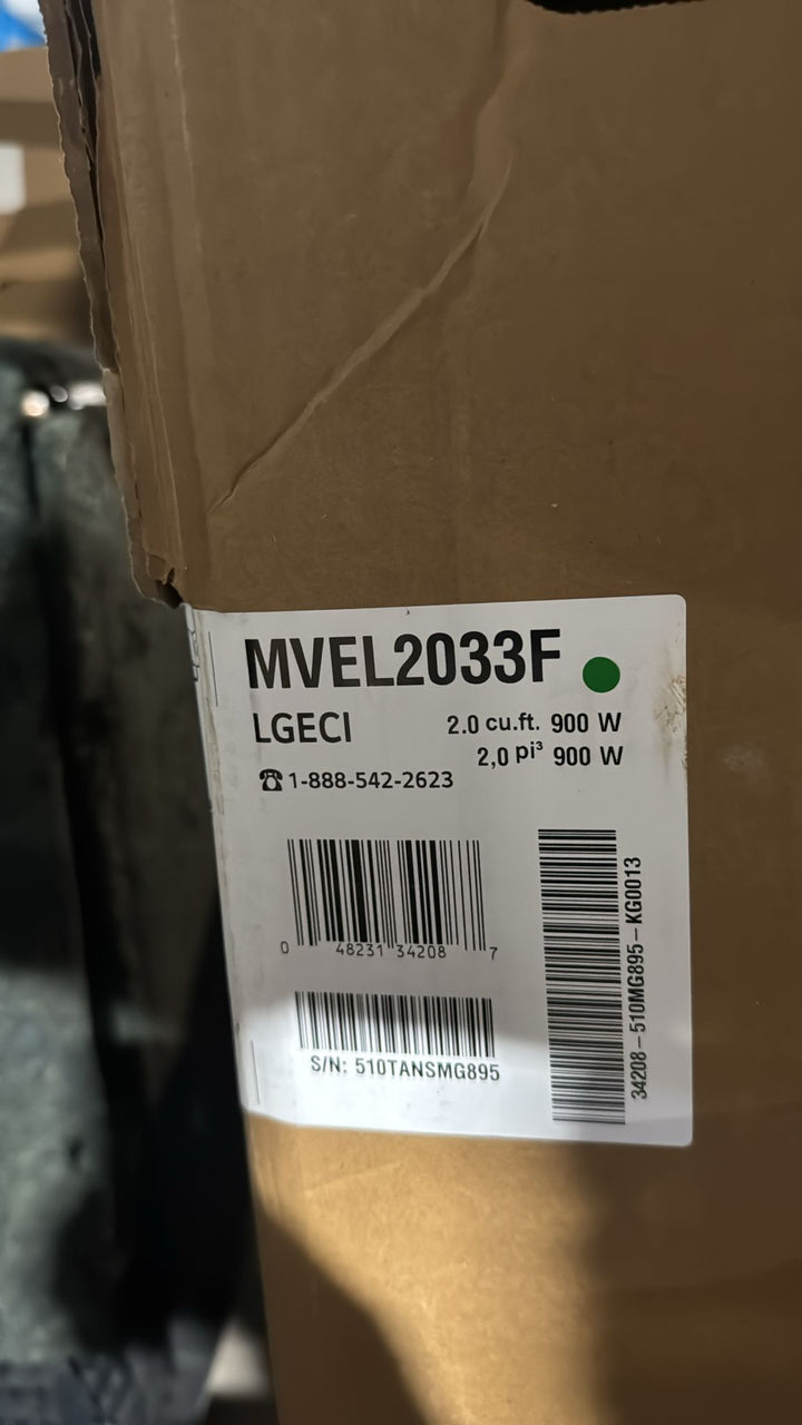 LG MVEL2033F Over the Range Microwave, 30 inch Exterior Width, 2 cu. ft. Capacity, 400 CFM, 900 W Watts, Halogen , Stainless Steel colour