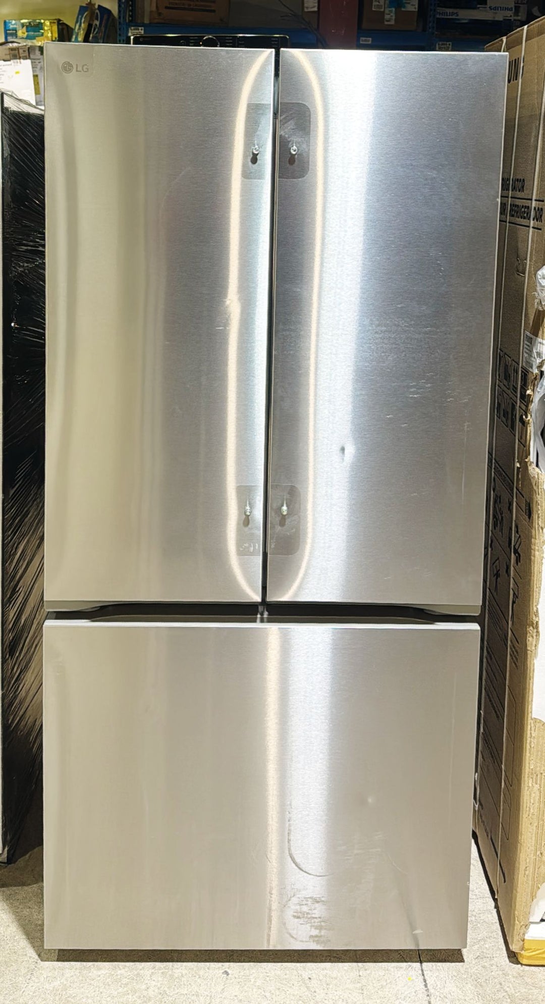 LG LF21G6201S 33 Inch Counter-Depth MAX™ French Door Smart Refrigerator with 21 Cu. Ft. Capacity, 2 Glass Shelves, Glide N' Serve® Drawer, Auto Ice Maker, ADA Compliant, and ENERGY STAR®