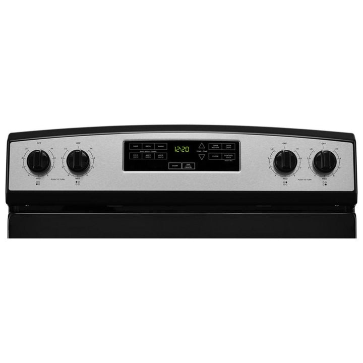 Amana YAER6203MSS Electric Range, 4.8 cu. ft. Capacity, 30 inch Exterior Width, 4 Burners, Storage Drawer, Manual Clean, 1,800 W Highest Element, Stainless Steel colour, Temp Assure™