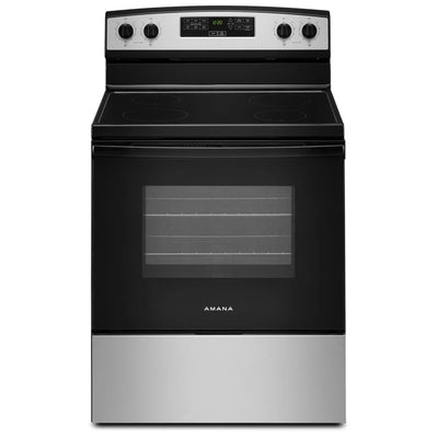 Amana YAER6203MSS Electric Range, 4.8 cu. ft. Capacity, 30 inch Exterior Width, 4 Burners, Storage Drawer, Manual Clean, 1,800 W Highest Element, Stainless Steel colour, Temp Assure™