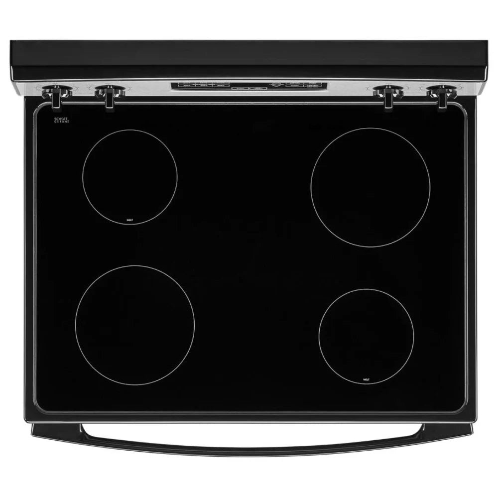 Amana YAER6203MSS Electric Range, 4.8 cu. ft. Capacity, 30 inch Exterior Width, 4 Burners, Storage Drawer, Manual Clean, 1,800 W Highest Element, Stainless Steel colour, Temp Assure™
