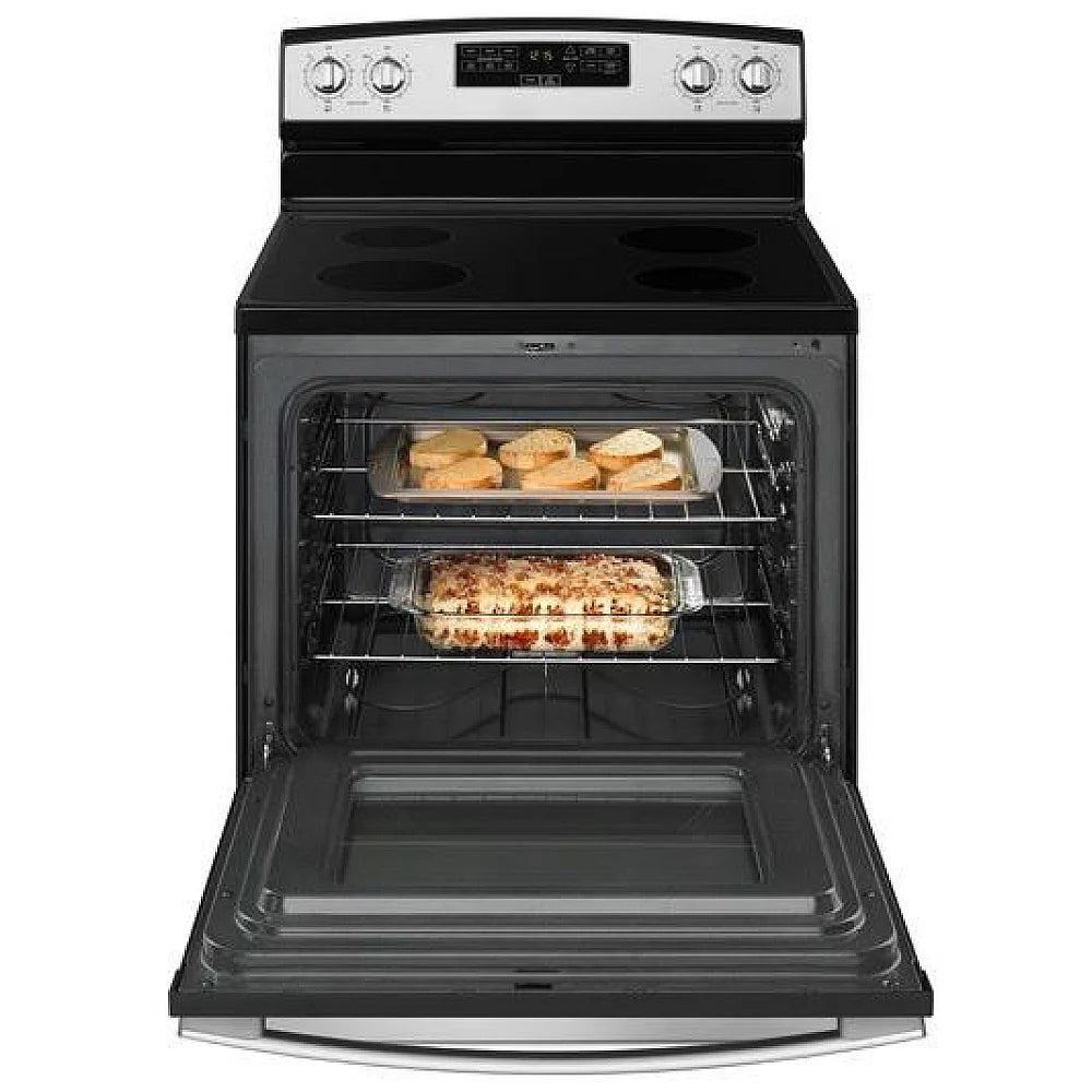 Amana Electric Range, 30" Exterior Width, 4 Burners, 4.8 cu. ft. Capacity, Storage Drawer, 1 Ovens, White (YAER6303MFW)