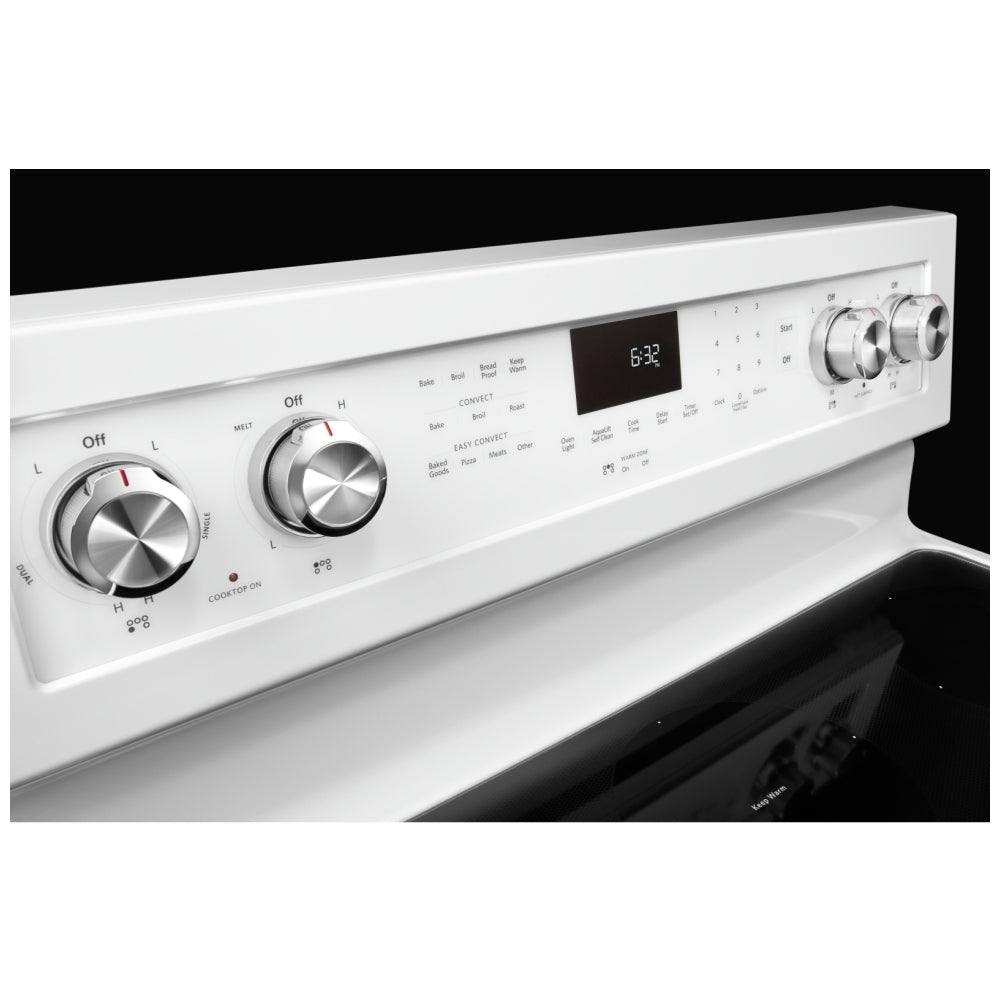 KitchenAid YKFEG500EWH Range, 30 inch Exterior Width, Electric, Self Clean, Convection, 5 Burners, 6.4 cu. ft. Capacity, Storage Drawer, 1 Ovens, White colour True European Convection