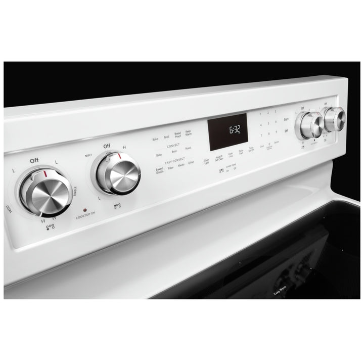 KitchenAid YKFEG500EWH Range, 30 inch Exterior Width, Electric, Self Clean, Convection, 5 Burners, 6.4 cu. ft. Capacity, Storage Drawer, 1 Ovens, White colour True European Convection