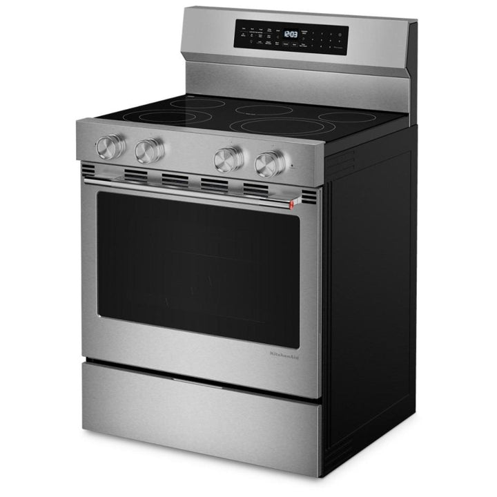 KitchenAid YKFES530SPS Electric Range, 5.3 cu. ft. Capacity, 30 inch Exterior Width, True Convection, 5 Burners, Storage Drawer, Air Fry, Manual Clean, 3,000 W Highest Element, FingerPrint Resistant Stainless Steel colour, Even-Heat™, PrintShield™ Finish