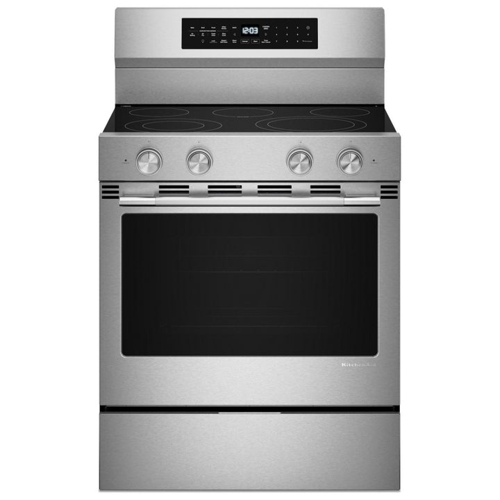 KitchenAid YKFES530SPS Electric Range, 5.3 cu. ft. Capacity, 30 inch Exterior Width, True Convection, 5 Burners, Storage Drawer, Air Fry, Manual Clean, 3,000 W Highest Element, FingerPrint Resistant Stainless Steel colour, Even-Heat™, PrintShield™ Finish