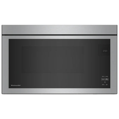 KitchenAid YKMMF330PPS Over the Range Microwave, 30 inch Exterior Width, 1.1 cu. ft. Capacity, 400 CFM, 1,000 W Watts, LED, Stainless Steel colour Flush Mount, Keep Warm, Steam Cook