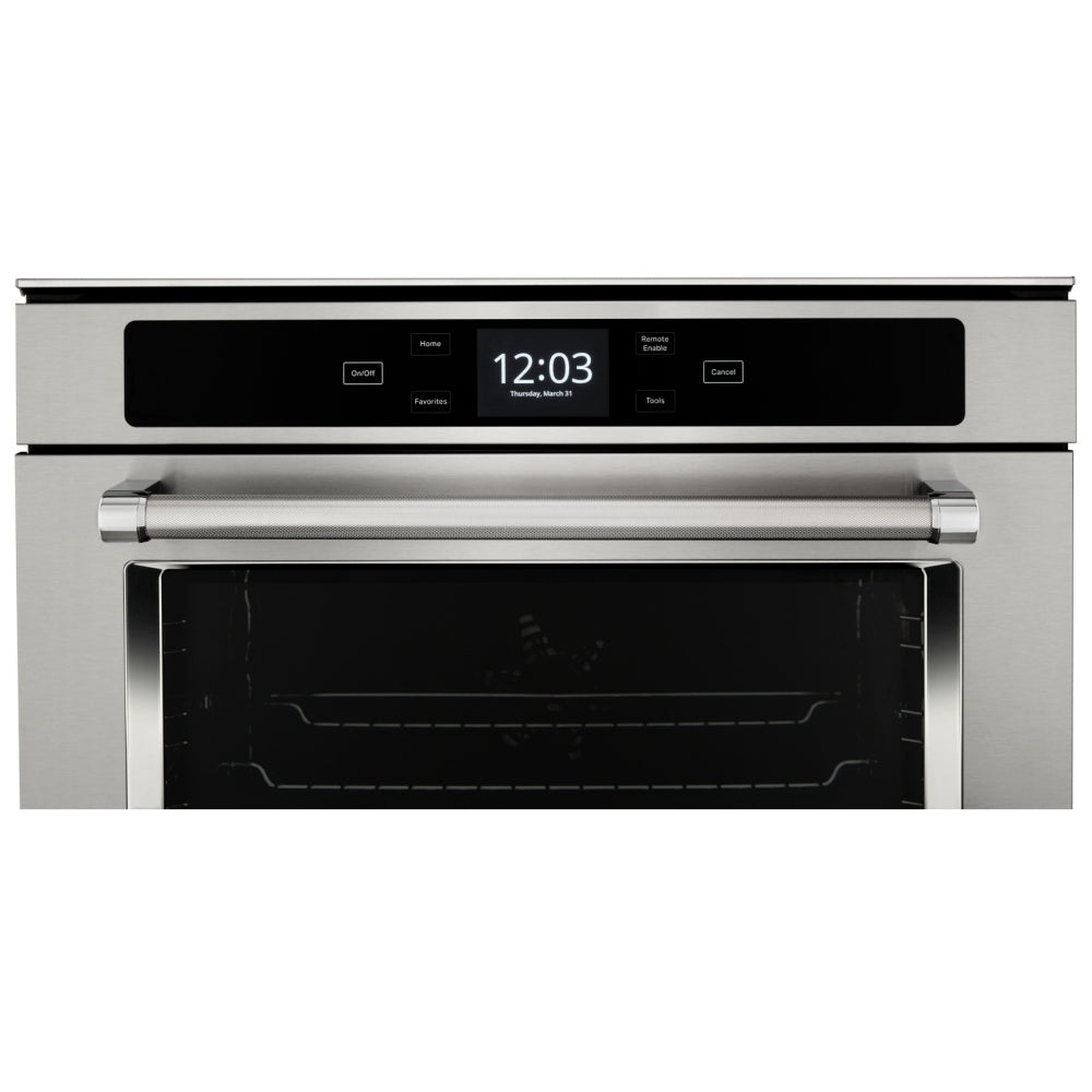 KitchenAid YKOSC504PPS Single Wall Oven, 24 inch Exterior Width, True Convection, 2.9 cu. ft. Capacity, Wifi Enabled, Stainless Steel colour Soft-Close Door, True European Convection