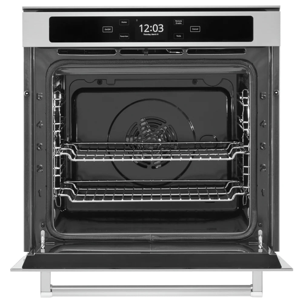 KitchenAid YKOSC504PPS Single Wall Oven, 24 inch Exterior Width, True Convection, Self Clean, 2.9 cu. ft. Capacity, Temperature Probe, Wifi Enabled, Air Fry, Stainless Steel colour Soft-Close Door