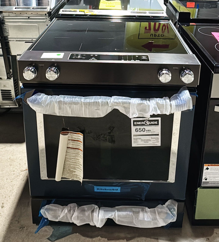 KitchenAid YKSEG700EBS7 Electric Range, 6.4 cu. ft. Capacity, 30" Exterior Width, True Convection, Storage Drawer, Self Clean, 3,200 W Highest Element, Black Stainless Steel, EasyConvect™ True European Convection, Steam Rack