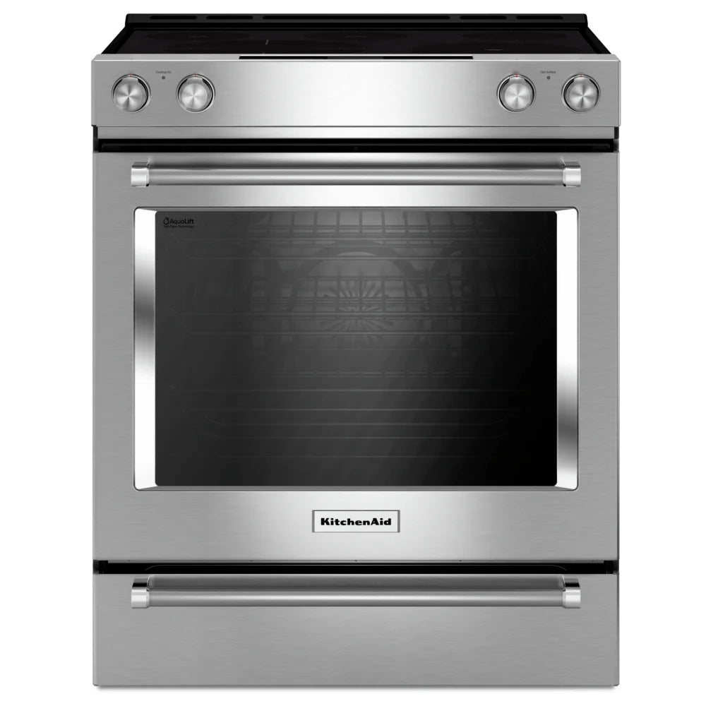 KitchenAid YKSEG700ESS Electric Range, 6.4 cu. ft. Capacity, 30 inch Exterior Width, True Convection, 5 Burners, Storage Drawer, Self Clean, 3,200 Watts Highest Burner Element, Stainless Steel color, Easy Convect™ True European Convection, Steam Rack