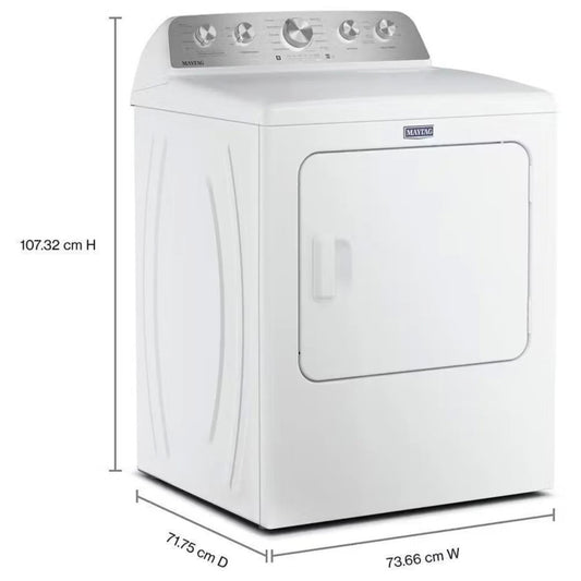 Maytag YMED5605RW Electric Dryer, 7.0 cu. ft. Dryer Capacity, 10 Dry Cycles, Steam Clean, 4 Temperature Settings, Steel Drum, White color