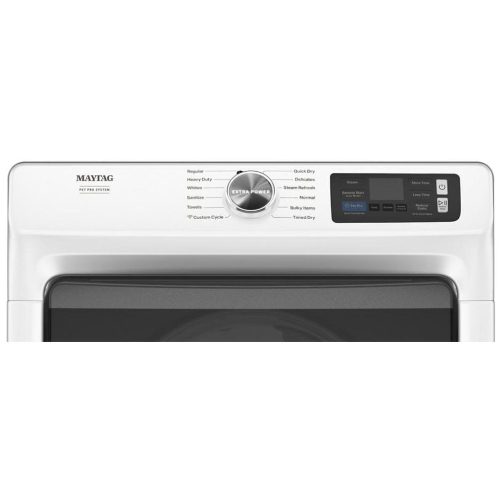 Maytag YMED7020RW Electric Dryer, 7.3 cu. ft. Dryer Capacity, 12 Dry Cycles, Steam Clean, 4 Temperature Settings, Vented, Stackable, Wifi Enabled, White colour