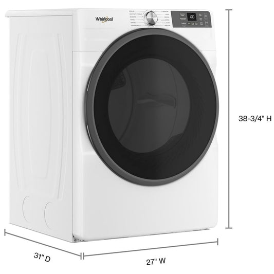 Whirlpool YWED5720RW Electric Dryer, 7.4 cu. ft. Dryer Capacity, 12 Dry Cycles, Stackable, Wifi Enabled, White color