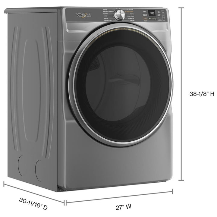 Whirlpool YWED6720RR Electric Dryer, 27 inch Width, 7.4 cu. ft. Capacity, Steam, Wi-Fi, Radiant Silver