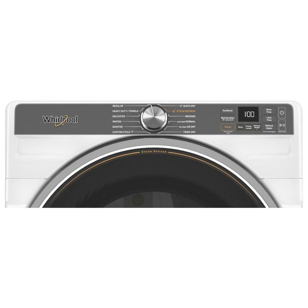 Whirlpool YWED6720RW Electric Dryer, 7.4 cu. ft. Dryer Capacity, 37 Dry Cycles, Steam Clean, 5 Temperature Settings, Vented, Stackable, Wifi Enabled, White colour