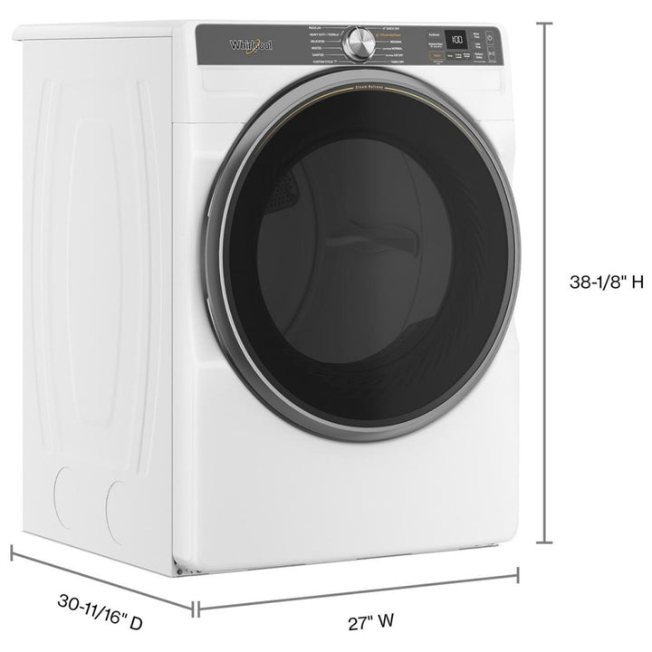 Whirlpool YWED6720RW Electric Dryer, 7.4 cu. ft. Dryer Capacity, 37 Dry Cycles, Steam Clean, 5 Temperature Settings, Vented, Stackable, Wifi Enabled, White colour