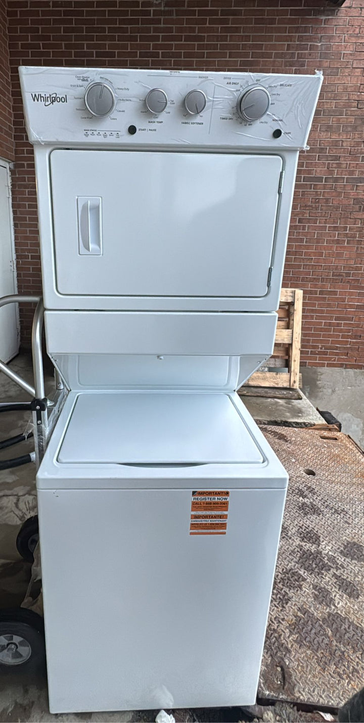Whirlpool 4.0 cu.ft I.E.C. Electric Stacked Laundry Center 9 Wash cycles and AutoDry™ (YWET4027HW)