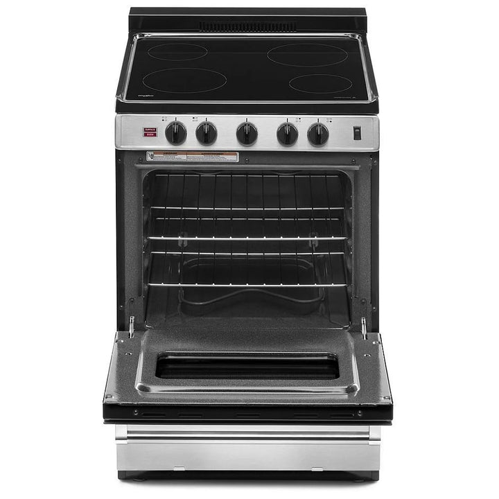 Whirlpool YWFE50M4HS Electric Range, 2.96 cu. ft. Capacity, 24 inch Exterior Width, 4 Burners, Storage Drawer, Manual Clean, 2,000 W Highest Element, Stainless Steel colour, Upswept SpillGuard™