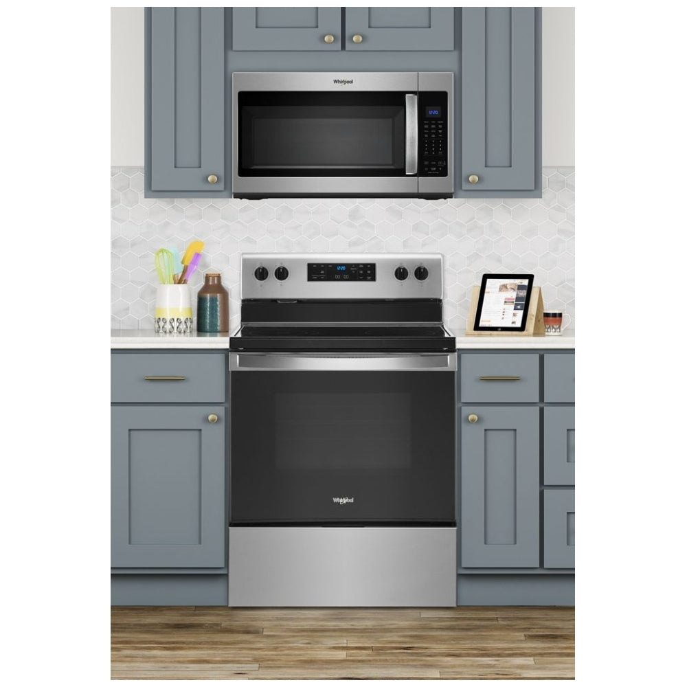Whirlpool YWFE515S0JS Electric Range, 5.3 cu. ft. Capacity, 30 inch Exterior Width, 4 Burners, Storage Drawer, Self Clean, 3,000 W Highest Element, Stainless Steel colour