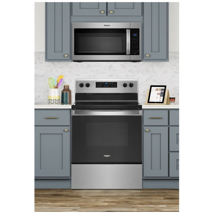 Whirlpool YWFE515S0JS Electric Range, 5.3 cu. ft. Capacity, 30 inch Exterior Width, 4 Burners, Storage Drawer, Self Clean, 3,000 W Highest Element, Stainless Steel colour