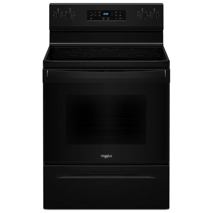 Whirlpool YWFES3330RB Electric Range, 5.3 cu. ft. Capacity, 30 inch Exterior Width, 5 Burners, Storage Drawer, Steam Clean, 3,000 W Highest Element, Black colour, FlexHeat™ Elements