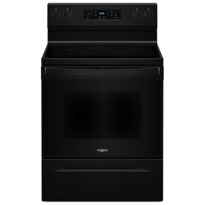 Whirlpool YWFES3330RB Electric Range, 5.3 cu. ft. Capacity, 30 inch Exterior Width, 5 Burners, Storage Drawer, Steam Clean, 3,000 W Highest Element, Black colour, FlexHeat™ Elements