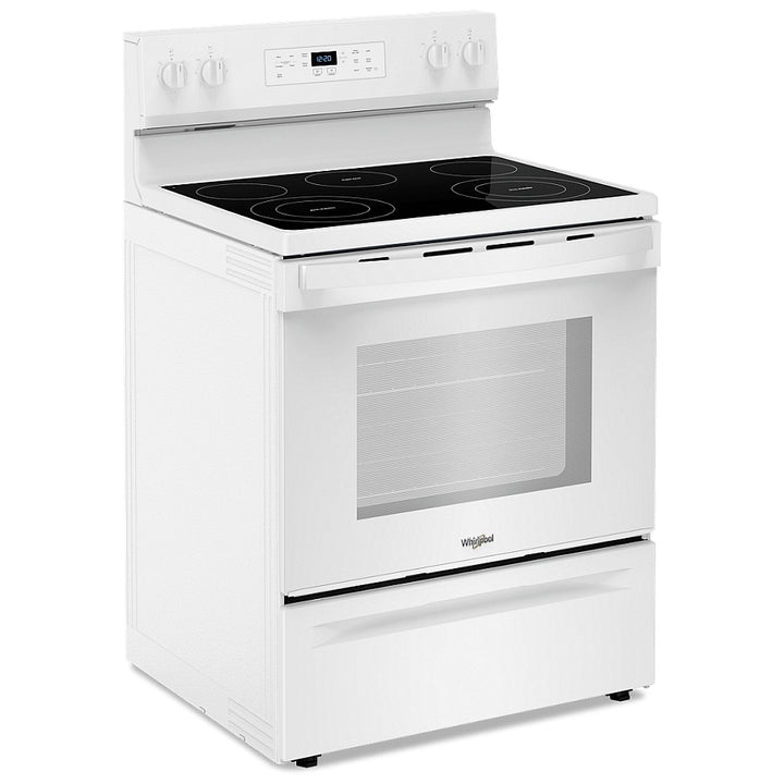 Whirlpool YWFES3330RW Electric Range, 5.3 cu. ft. Capacity, 30 inch Exterior Width, 5 Burners, Storage Drawer, Steam Clean, 3,000 W Highest Element, White colour, FlexHeat™ Elements