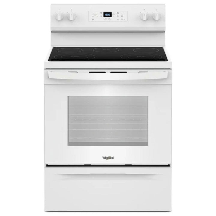 Whirlpool YWFES3330RW Electric Range, 5.3 cu. ft. Capacity, 30 inch Exterior Width, 5 Burners, Storage Drawer, Steam Clean, 3,000 W Highest Element, White colour, FlexHeat™ Elements