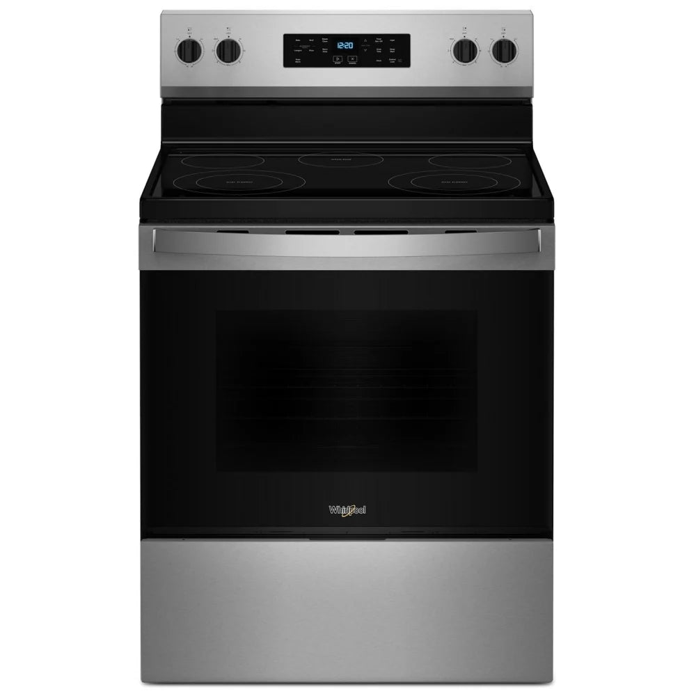 Whirlpool YWFES3330RZ Electric Range, 5.3 cu. ft. Capacity, 30 inch Exterior Width, 5 Burners, Storage Drawer, Steam Clean, 3,000 W Highest Element, Fingerprint Resistant Stainless Steel colour, FlexHeat™ Elements