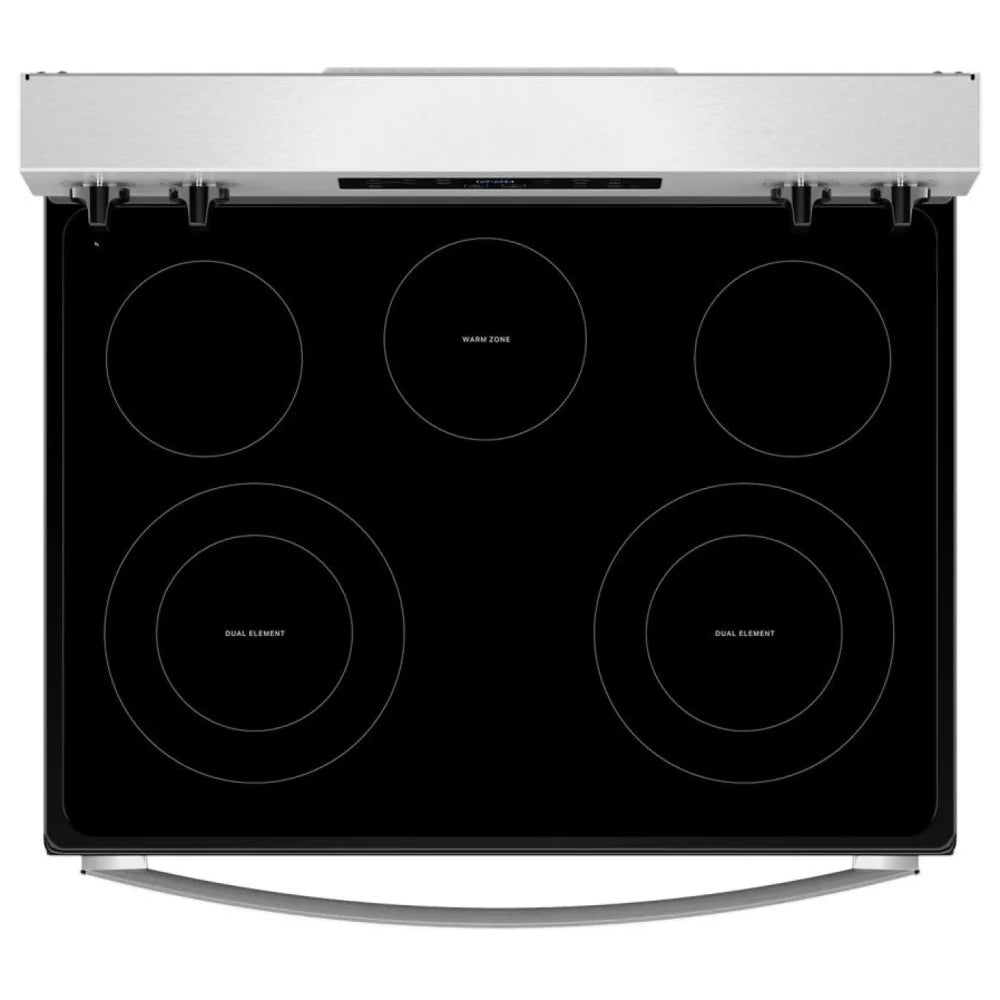 Whirlpool YWFES3330RZ Electric Range, 5.3 cu. ft. Capacity, 30 inch Exterior Width, 5 Burners, Storage Drawer, Steam Clean, 3,000 W Highest Element, Fingerprint Resistant Stainless Steel colour, FlexHeat™ Elements