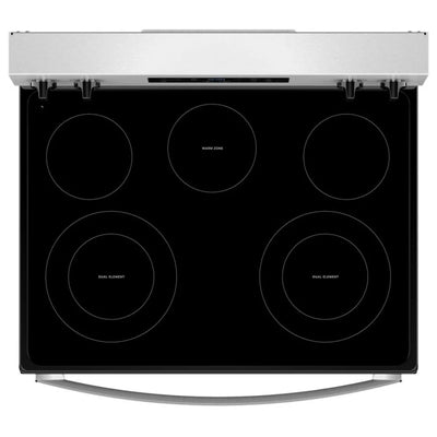 Whirlpool YWFES3330RZ Electric Range, 5.3 cu. ft. Capacity, 30 inch Exterior Width, 5 Burners, Storage Drawer, Steam Clean, 3,000 W Highest Element, Fingerprint Resistant Stainless Steel colour, FlexHeat™ Elements