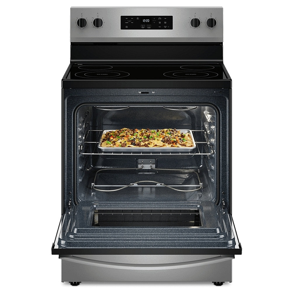 Whirlpool YWFES3530RS Electric Range, 5.3 cu. ft. Capacity, 30 inch Exterior Width, 4 Burners, Storage Drawer, Self Clean, 3,000 Watts Highest Burner Element, Stainless Steel color