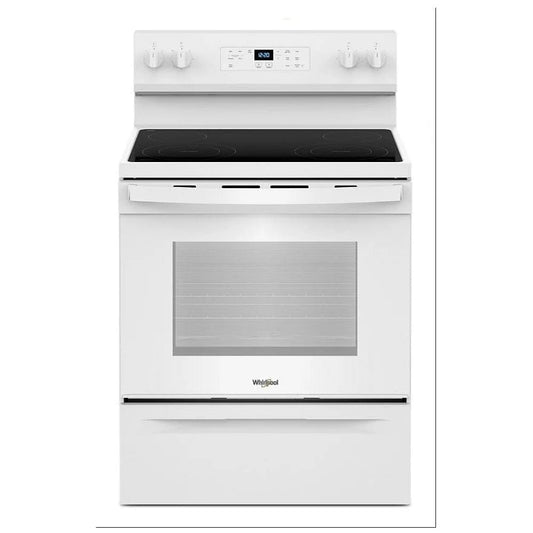 Whirlpool YWFES3530RW Electric Range, 30 inch Exterior Width, Self Clean, 4 Burners, 5.3 cu. ft. Capacity, Storage Drawer, 1 Ovens, White colour