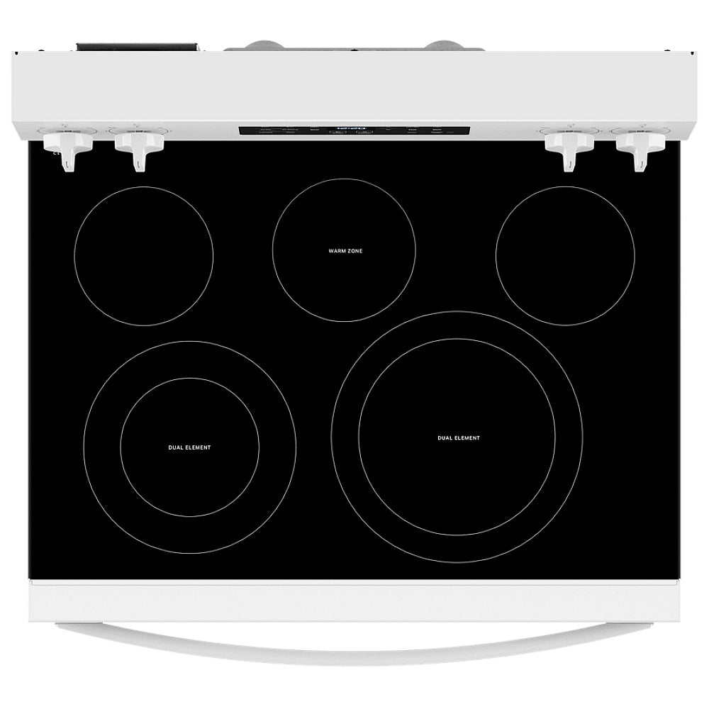 Whirlpool YWFES5030RW Electric Range, 5.3 cu. ft. Capacity, 30 inch Exterior Width, Convection, 5 Burners, Storage Drawer, Yes, Self Clean, 3,000 W Highest Element, White colour