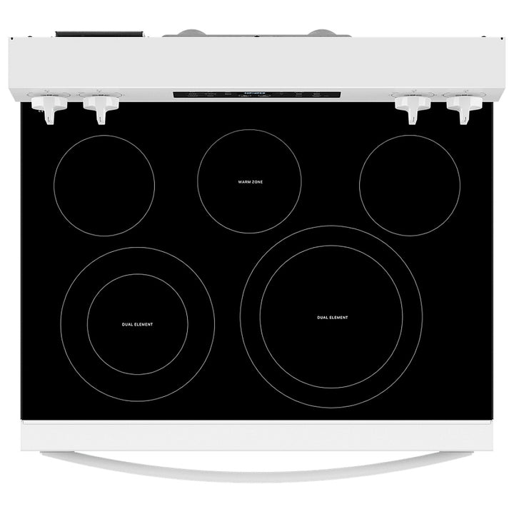 Whirlpool YWFES5030RW Electric Range, 5.3 cu. ft. Capacity, 30 inch Exterior Width, Convection, 5 Burners, Storage Drawer, Yes, Self Clean, 3,000 W Highest Element, White colour