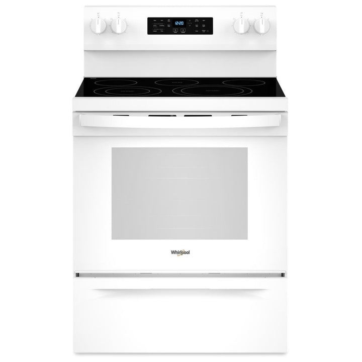 Whirlpool YWFES5030RW Electric Range, 5.3 cu. ft. Capacity, 30 inch Exterior Width, Convection, 5 Burners, Storage Drawer, Yes, Self Clean, 3,000 W Highest Element, White colour