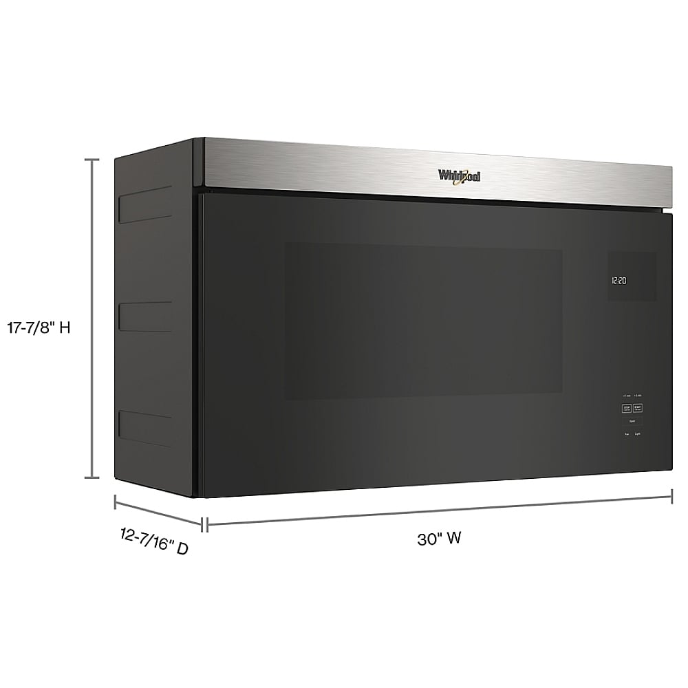 Whirlpool YWMMF5930PZ Over the Range Microwave, 30 inch Exterior Width, 1.1 cu. ft. Capacity, 300 CFM, 1,000 W Watts, LED, Stainless Steel color flush mount