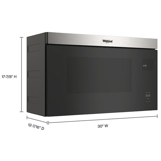 Whirlpool YWMMF5930PZ Over the Range Microwave, 30 inch Exterior Width, 1.1 cu. ft. Capacity, 300 CFM, 1,000 W Watts, LED, Stainless Steel color flush mount