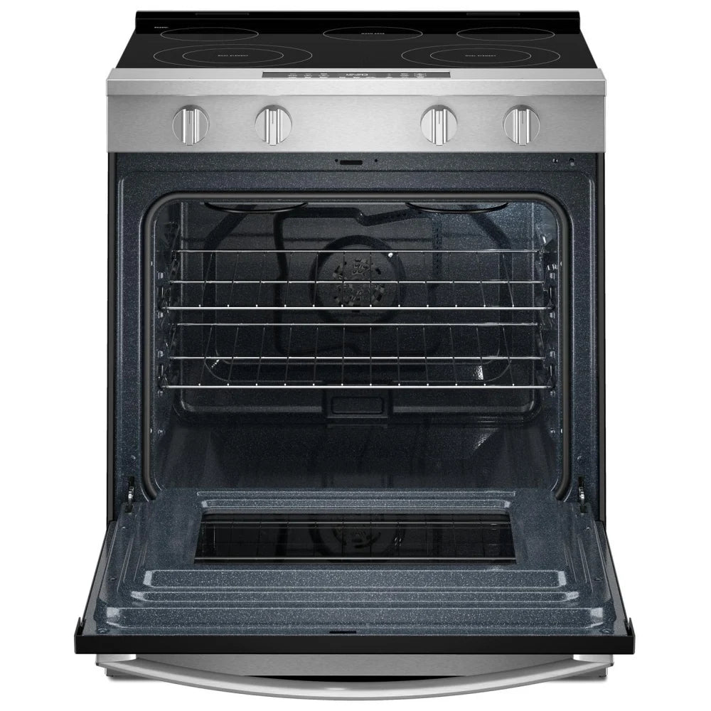 Whirlpool YWSES4530TZ Whirlpool YWSES4530TZ Electric Range, 5.3 cu. ft. Capacity, 30 inch Exterior Width, 5 Burners, Storage Drawer, Air Fry, Steam Clean, 3,000 W Highest Element, Fingerprint Resistant Stainless Steel colour, FlexHeat™ Elements