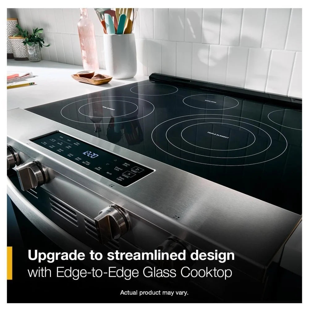 Whirlpool YWSES4530TZ Whirlpool YWSES4530TZ Electric Range, 5.3 cu. ft. Capacity, 30 inch Exterior Width, 5 Burners, Storage Drawer, Air Fry, Steam Clean, 3,000 W Highest Element, Fingerprint Resistant Stainless Steel colour, FlexHeat™ Elements