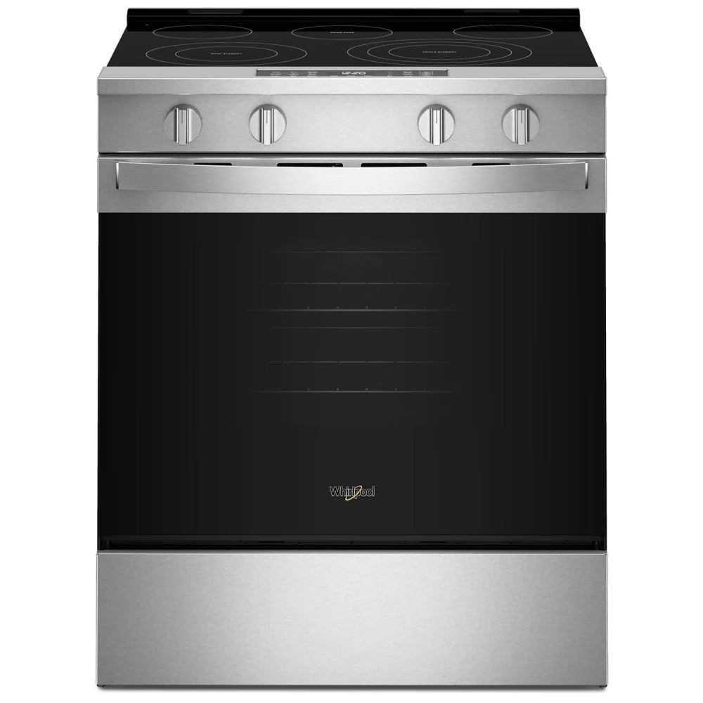 Whirlpool YWSES5030SZ Electric Range, 5.3 cu. ft. Capacity, 30 inch Exterior Width, Convection, 5 Burners, Storage Drawer, Air Fry, Steam & Self Clean, 3,000 W Highest Element, FingerPrint Resistant Stainless Steel colour, WipeClean™