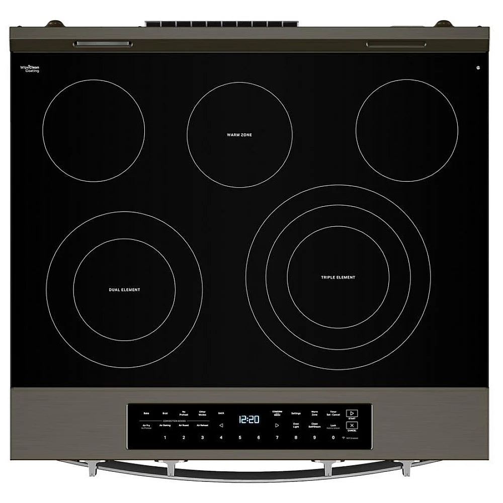 Whirlpool YWSES7530RV Electric Range, 5.3 cu. ft. Capacity, 30 inch Exterior Width, True Convection, Storage Drawer, Yes, Steam & Self Clean, Black Stainless Steel colour
