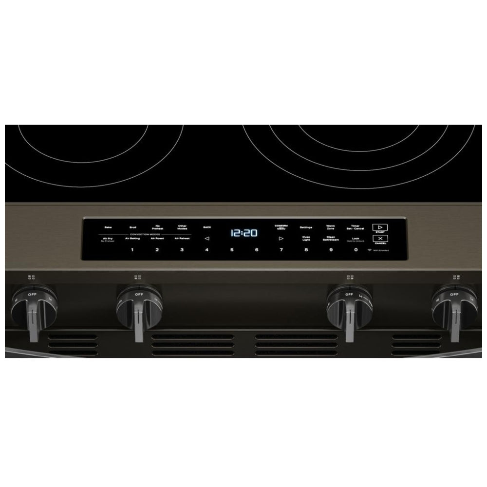 Whirlpool YWSES7530RV Electric Range, 5.3 cu. ft. Capacity, 30 inch Exterior Width, True Convection, Storage Drawer, Yes, Steam & Self Clean, Black Stainless Steel colour