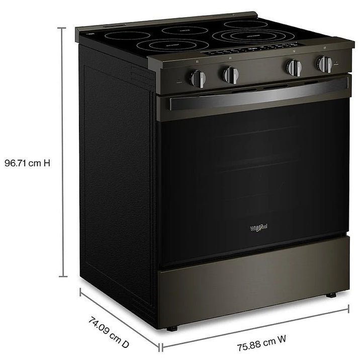 Whirlpool YWSES7530RV Electric Range, 5.3 cu. ft. Capacity, 30 inch Exterior Width, True Convection, Storage Drawer, Yes, Steam & Self Clean, Black Stainless Steel colour