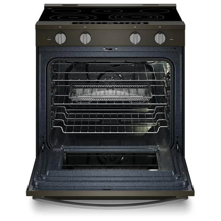 Whirlpool YWSES7530RV Electric Range, 5.3 cu. ft. Capacity, 30 inch Exterior Width, True Convection, Storage Drawer, Yes, Steam & Self Clean, Black Stainless Steel colour