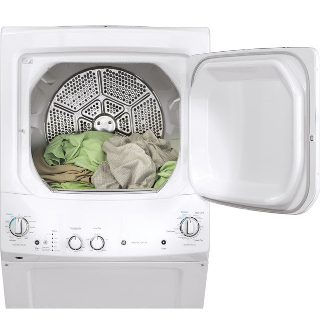 GE GUD27GSSMWW Unitized Spacemaker® 3.8 cu. ft. Capacity Washer with Stainless Steel Basket and 5.9 cu. ft. Capacity Gas Dryer