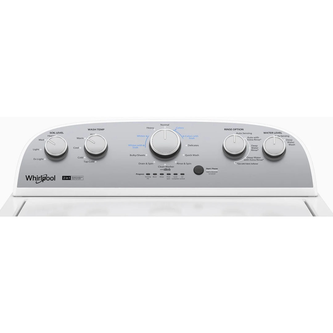 4.4–4.5 Cu. Ft. I.E.C. Whirlpool® Top Load Washer with Removable Agitator WTW4957PW